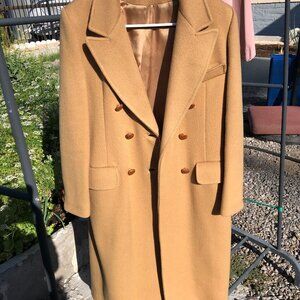 Vintage 80s Reflections 100% Pure Wool Camel Overcoat | ILGWU Union Made USA